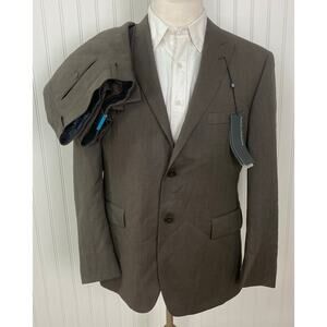 NEW Perry Ellis Portfolio City Fit wool textured 2-piece 2-button suit, 42S/36W